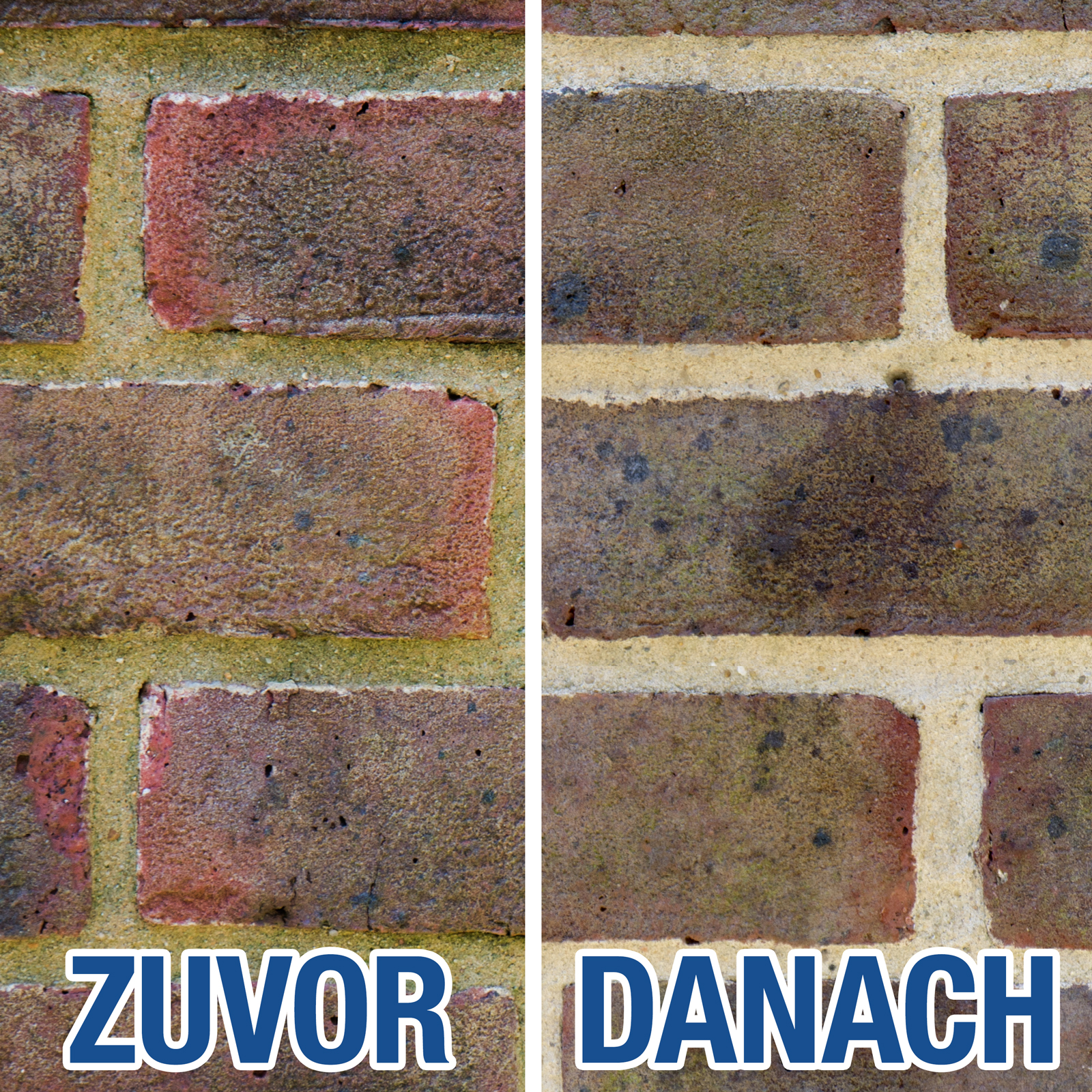 Vor und nach der Behandlung mit Stormdry Fassadenreiniger